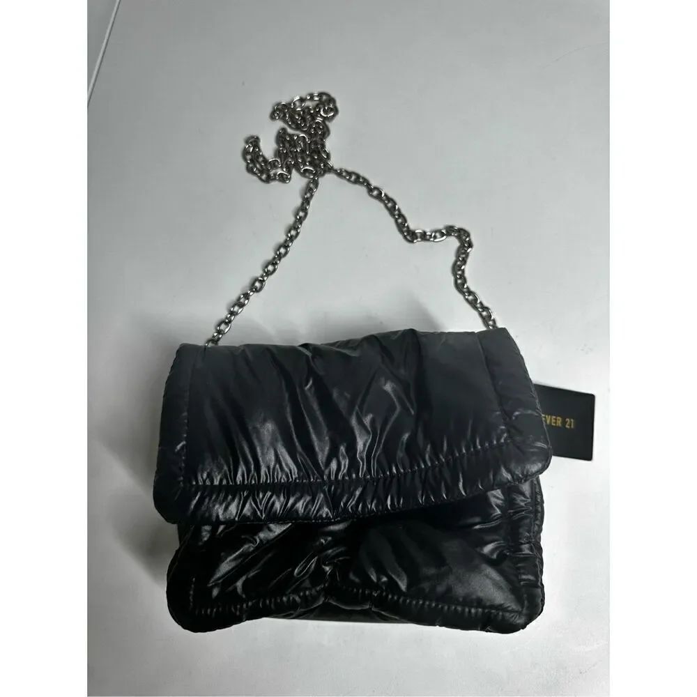 NWT Forever 21 Black Puffy Small light Crossbody Bag